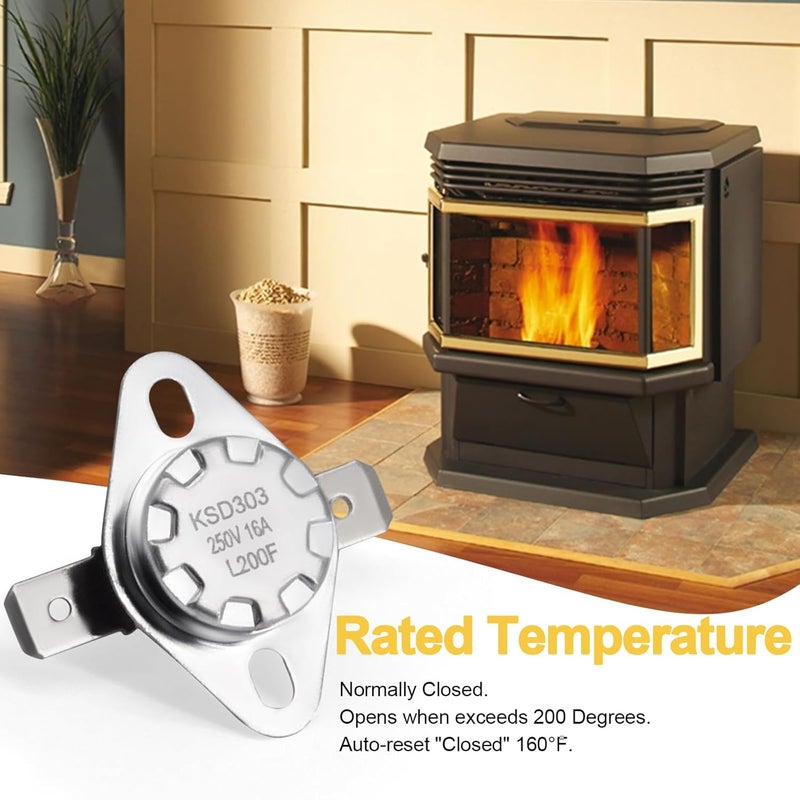 Adviace SRV230-0900 High Limit Switch for Quadra-Fire Classic Bay 1200i & CB1200 Pellet Stoves. Snap Disc #2 Safety Sensor Thermodisc, High Temp Limit 200°F, Auto-Reset Closed 160°F. - Image 5